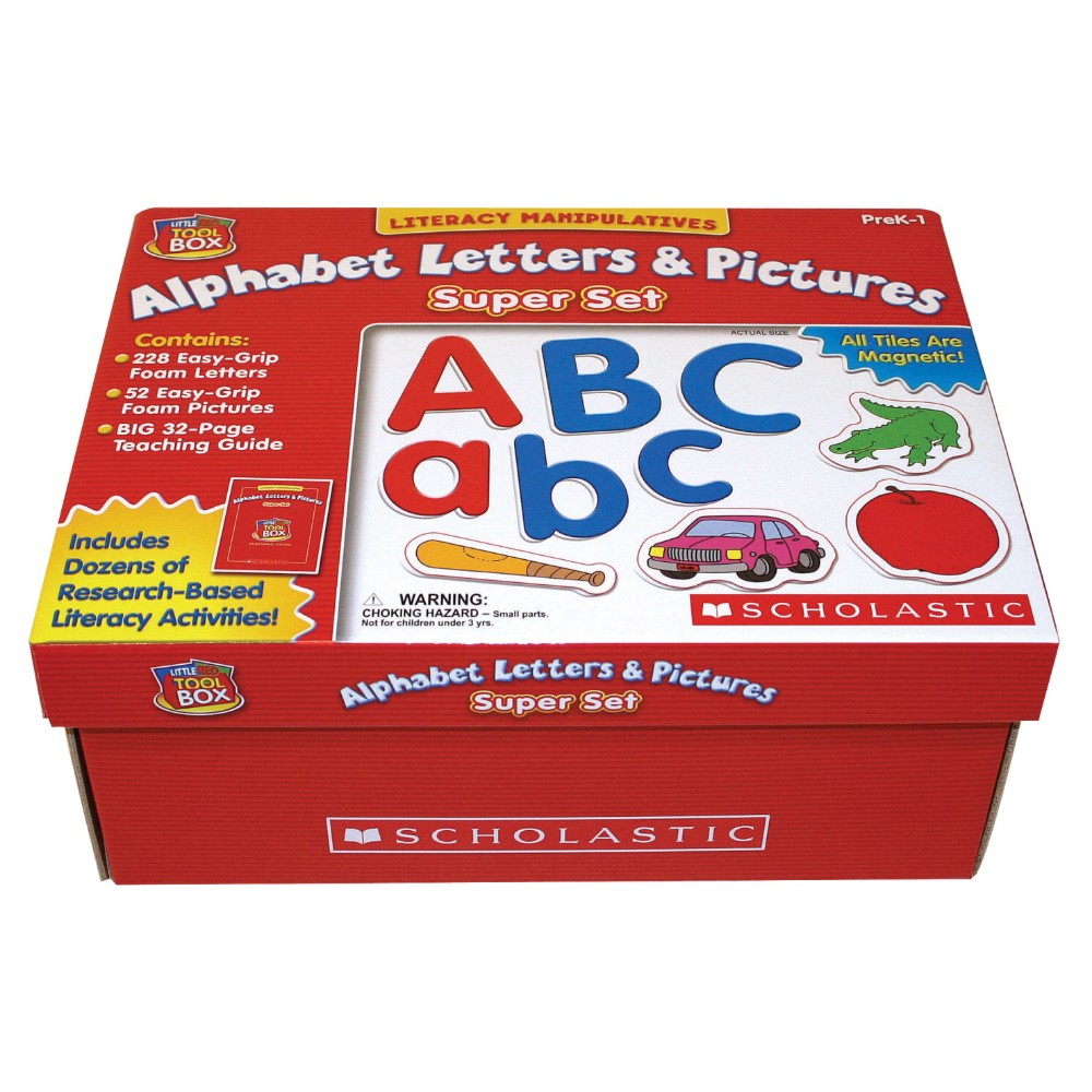 Scholastic 084251 Red Tool Box Alphabet Letters And Pictures Super Set