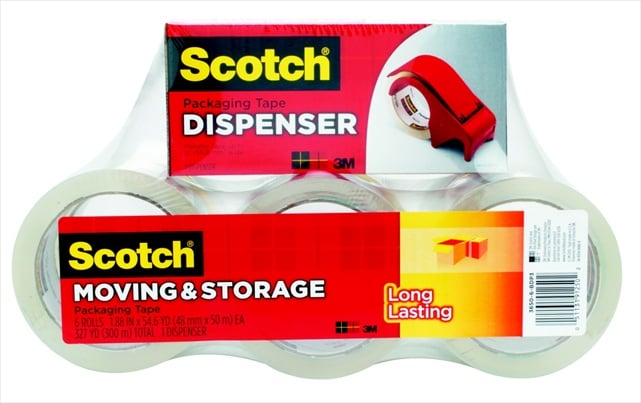 Scotch 086377 1.88 In. X 54.6 Yd. Moving And Storage Tape With Dispenser, Pack - 6