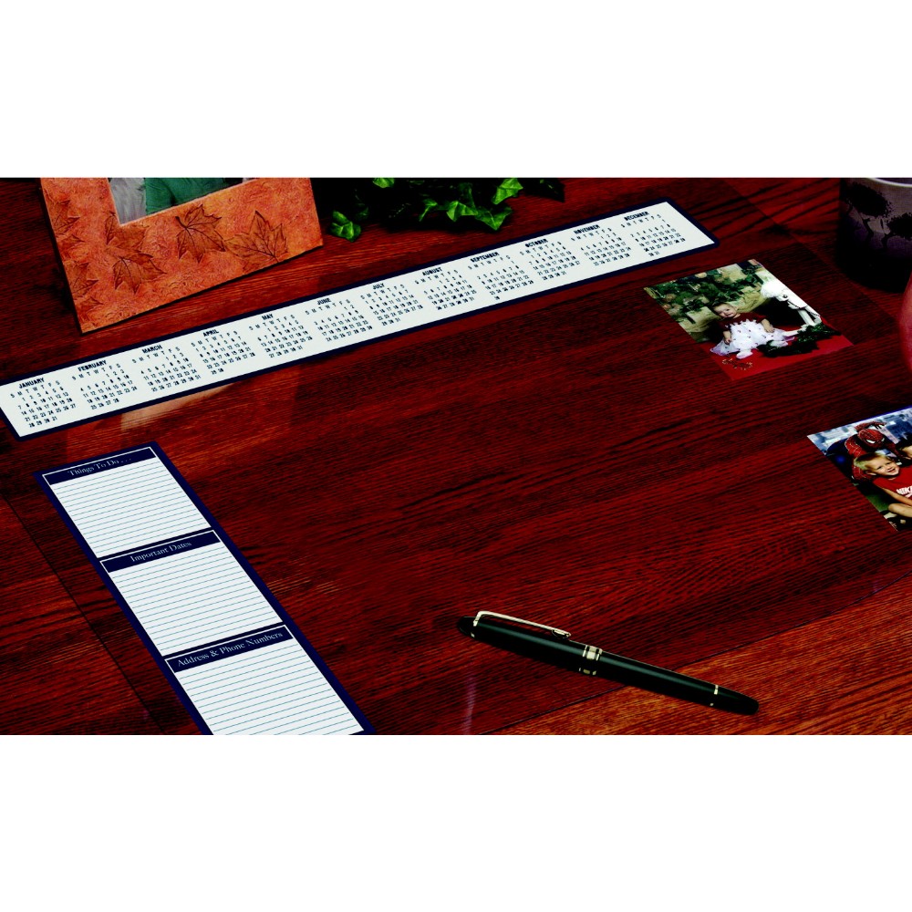 087712 Vinyl Heavy Gauge Desk Protector, Reference Calendars & Note Strip - 20 X 36 In. - Clear