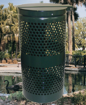 Steel Trash Can With Lid, Forest Green