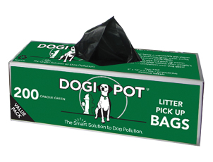 1402 Litter Pick Up Rolls With 200 Bags Per Roll, Opaque Green