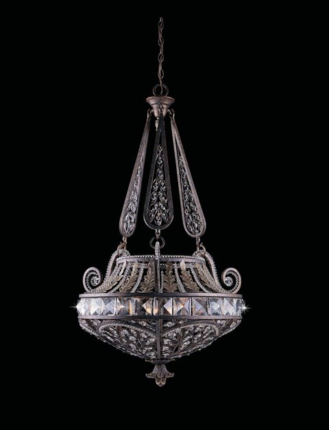 1004-02-28 Series 1004 Large Pendant, Bronze Finish With A Gold & Silver Wash.