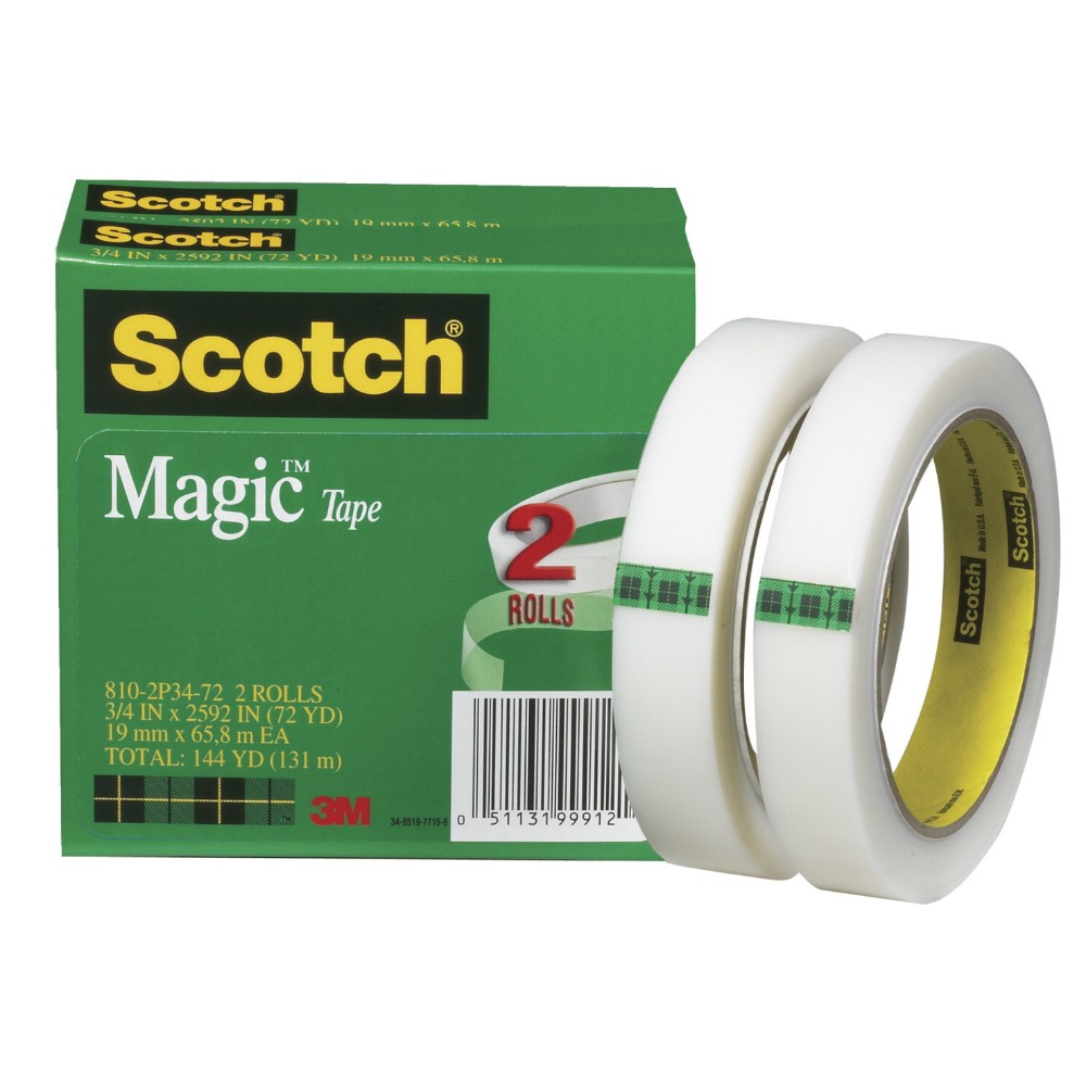 Scotch Multi-purpose Photo-safe Self-adhesive Tape, 0.75 L X 2592 W In., Pack Of 2