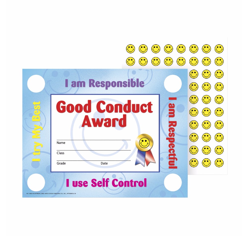 Good Conduct Stick-to-it Award Certificate