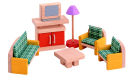 Dollhouse Furniture Living Room, Set - 7