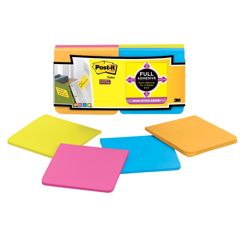 Sticky Note Adhesive Back Super Sticky Self-stick Note, 3 X 3 In., Pack 12