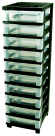 Medium Storage Cart With 10 Shallow Drawers Organizer Top, Black Frame