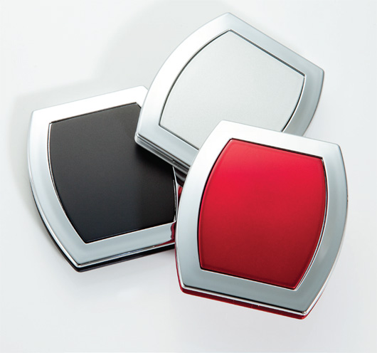 M-654red 5x Normal Compact Mirror Buckle Shaped, Red
