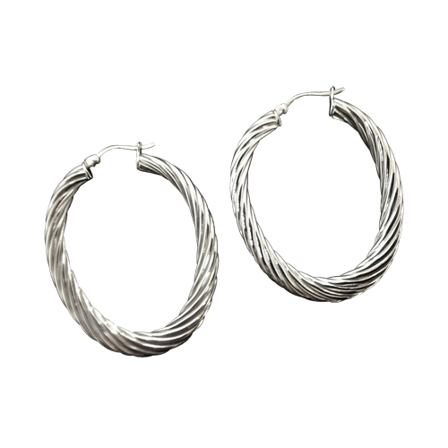 Her 001 Patterned Stainless Steel Oval Earrings