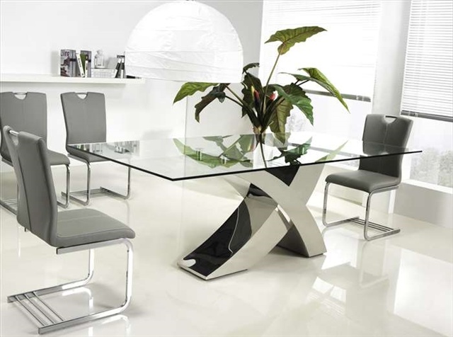 Cb-t034 Geneva Dining Table - Clear Tempered Glass Top
