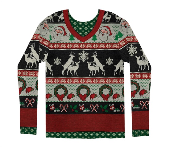 F115908 Shirts Mens Ugly Frisky Deer Sweater - Medium