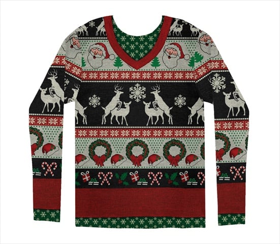 F115908 Shirts Mens Ugly Frisky Deer Sweater - Small