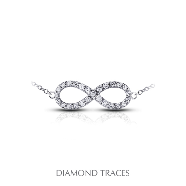 0.37 Carat Total Natural Diamonds 14k White Gold Prong Setting Infinity Fashion Pendant