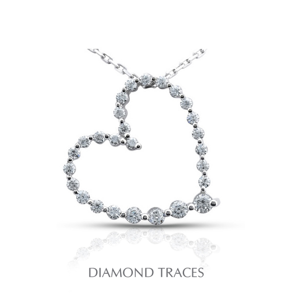 2.41 Carat Total Natural Diamonds 18k White Gold Prong Setting Heart Shape Fashion Pendant