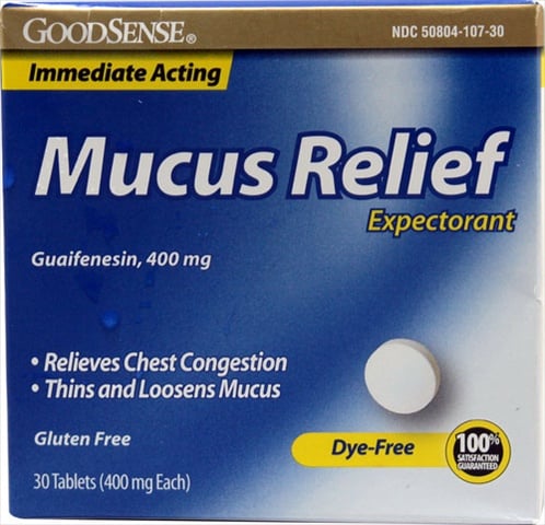 Mucus Relief, Immediate Acting, 400 Mg, 30 Tablets