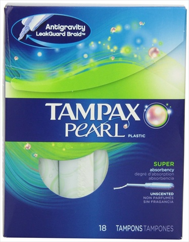 Pearl Plastic Super Absorbency Unscented Tampons, 18 Count