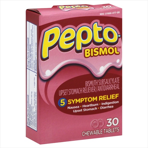 Pepto Bismo Upset Stomach Reliever & Antidiarrheal, Chewable Tablets
