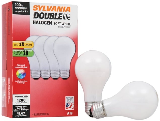 Double Life Soft White Halogen 72w Replacement For 100w Incandescent Lightbulbs, 4 Bulbs Pack