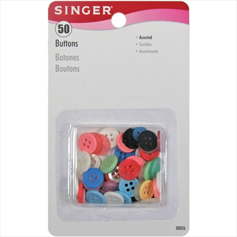 Singer Buttons Assorted Colors 50 Per Package Singer Buttons Assorted Colors 50 Per Package
