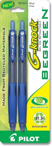 Pilot G-Knock Retractable Gel Ink Pens Fine Point Blue Ink Pilot G-Knock Retractable Gel Ink Pens Fine Point Blue Ink