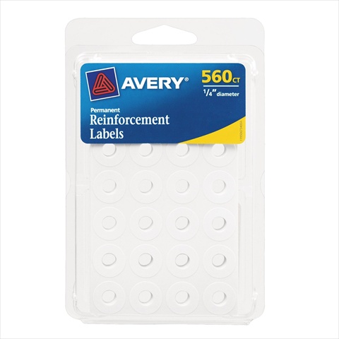 Avery Self-Adhesive Reinforcement Labels 0.25 In. Round White 560 Count Avery Self-Adhesive Reinforcement Labels 0.25 In. Round White 560 Count