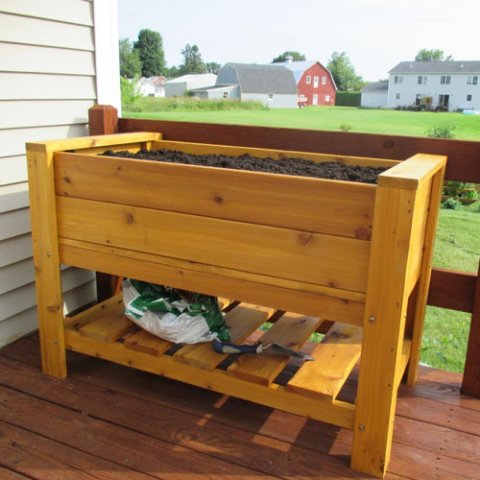 48 In. Elevated Planter Box With Shelf