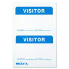 Blue Self-Adhesive Visitor Badge - White, Pack 100