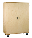 48 W X 24 D X 67 H In. Large Mobile Wardrobe Storage Unit With Coat Rod, Birch