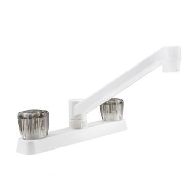 DFPK600SWT 2 Smoked Acrylic Knob Handle Brushed Satin Faucet- White
