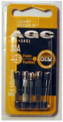 Littelfuse Agc30bp Agc Glass Fuse 30 Amp, 5 Cds Per Pack