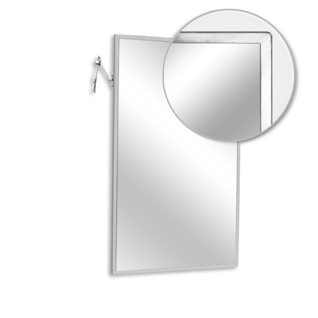 U7028b-1624 Adjustable Tilt Angle Frame Mirror, No. 8b Stainless Steel Surface - 16 W X 24 H In.
