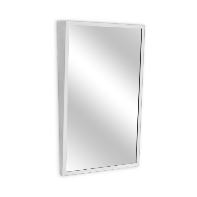 U7048b-1836 Fixed Tilt Angle Frame Mirror, No. 8 Stainless Steel Surface - 18 W X 36 H In.