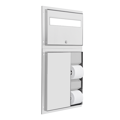 U861a Dual Stall Seat Cover & Toilet Tissue Dispenser - Partition Mounted