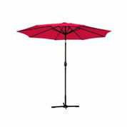 9 Ft. Aluminum Patio Market Umbrella Tilt With Crank - Red Fabric & Black Pole