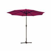 9 Ft. Aluminum Patio Market Umbrella Tilt With Crank - Burgundy Fabric & Champagne Pole