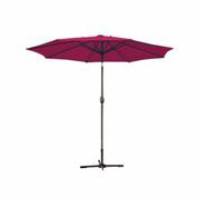 9 Ft. Aluminum Patio Market Umbrella Tilt With Crank - Burgundy Fabric & Grey Pole