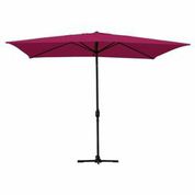 6.5 X 10 Ft. Aluminum Patio Market Umbrella Tilt With Crank - Burgundy Fabric & Black Pole