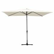 6.5 X 10 Ft. Aluminum Patio Market Umbrella Tilt With Crank - Tan Fabric & Grey Pole