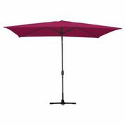 6.5 X 10 Ft. Aluminum Patio Market Umbrella Tilt With Crank - Burgundy Fabric & Grey Pole