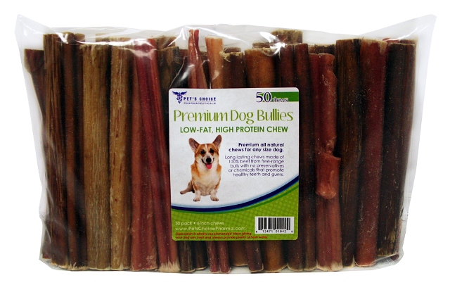 031cw6-pz50 6 In. Bully Sticks For Dogs, Premium All Natural Dog Pizzle Chews