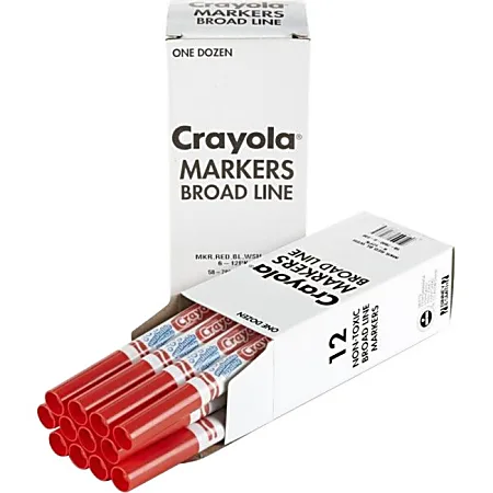 Crayola 770038 Red Cone Tip Water Based Markers- 1 Dozen