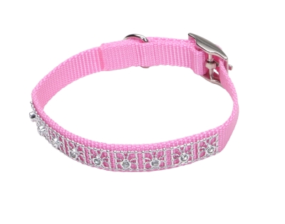 Co32012 10 In. Nylon Jeweled Collar - Pink Bright