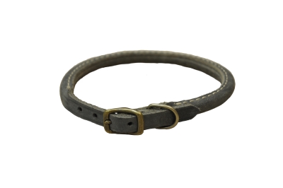 Co32138 14 In. Leather Round Collar - Slate Grey