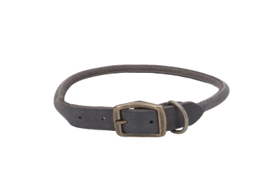 Co32152 16 In. Rustic Leather Round Collar, Slate Grey