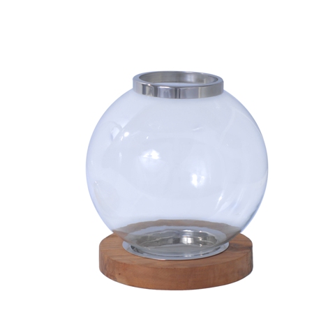 B301s 10.5 X 10.5 X 12.5 In. Amalfitana Globe Wood Base Candleholder, Small