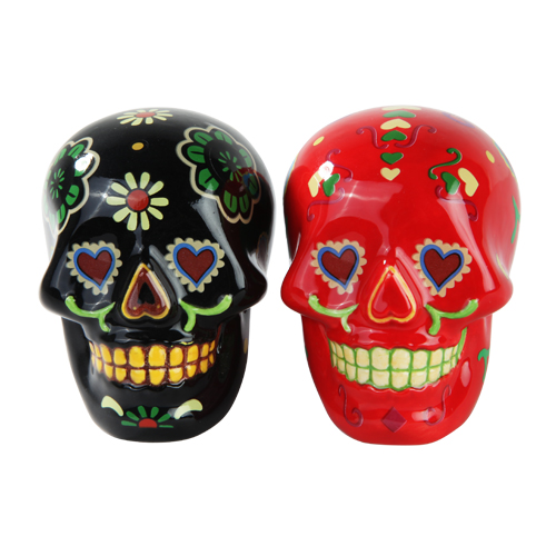 10170 3 In. Day Of The Dead Skull Salt And Pepper