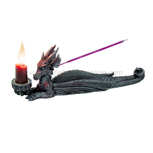 9386 10 In. Dragon Incense & Candle Holder