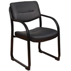 1006bk Crusoe Leather Side Chair & Arms - Black