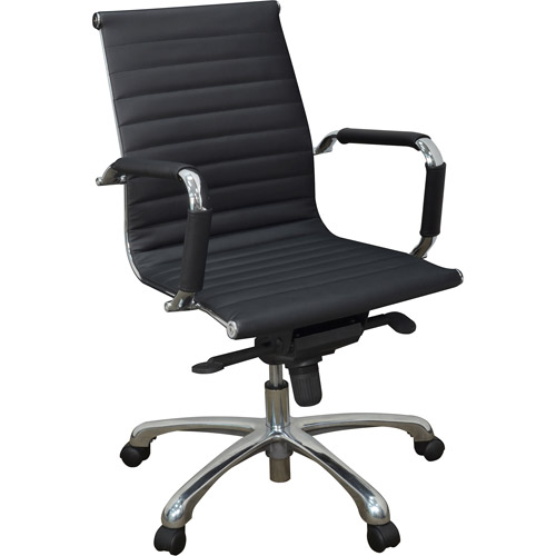 1015bk Solace Executive Black Leather & Chrome Swivel Chair