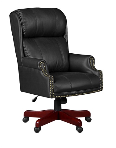 Barrington Traditional Judges Style Swivel Chair - Black Leather